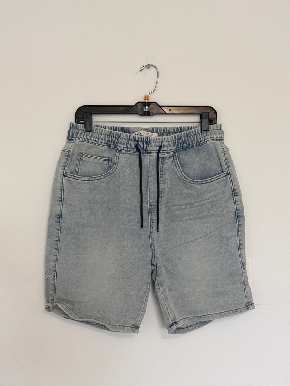 Zara Light Blue Elastic Waist Denim Shorts
